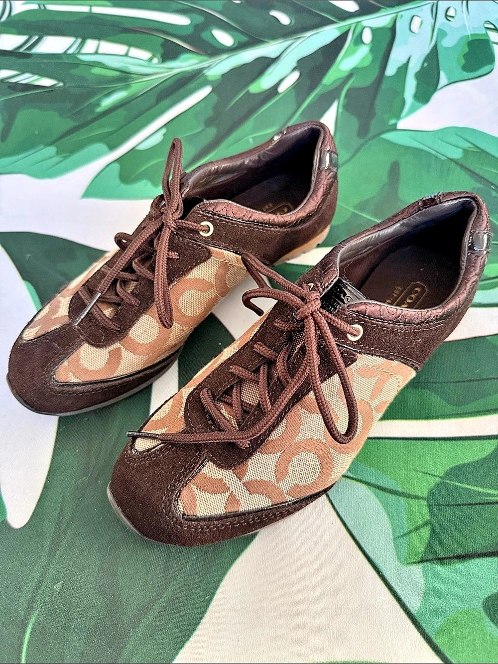 Coach Jayme Signature Suede Sneaker Women's Brown & Tan Sneakers